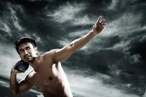 Man throwing shot put Stock Photos