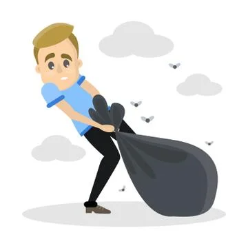 Man throwing trash. Illustrazione stock