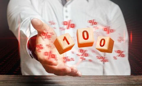 The man throws blocks with 100%. Maximum efficiency, complete results. Abso.. Stock Photos
