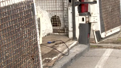 Man throws broken household electrical and scrapped electronic devices . Video stock 234140231