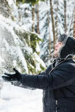 Man throws the snow Stock Photos
