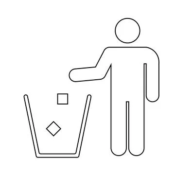 Man throws trash icon People in motion active lifestyle sign Stock Illustration