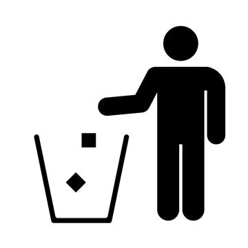Man throws trash icon People in motion active lifestyle sign Stock Illustration