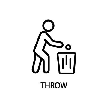 Man Throws Trash Vector Icon Design on White Background. Rubbish Bin, Garbage Stock Illustration