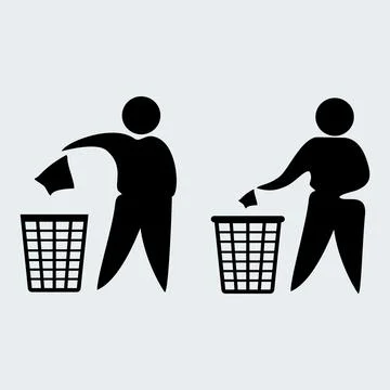 Man Throws Trash Vector Solid Icon Design on White Background Illustrazione stock
