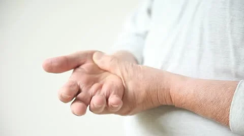 Man with thumb pain Stock Footage 11401003