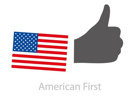 Man thumbs up, Okay, Good flat design, American first Stock Illustration