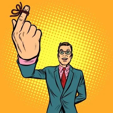 Man thumbs up, a string lace up, memory Stock Illustration