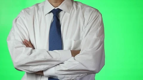 Man with Tie Folded Arms Green Screen Stock Footage 80651653