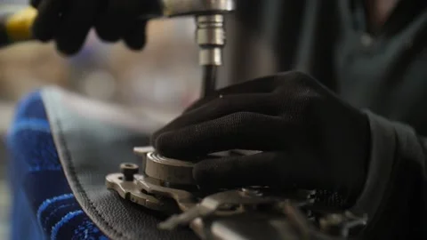Man tightens the bolt with a key Stock Footage 130710921