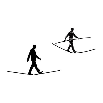 Man on tightrope Stock Illustration