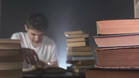 The man is tired of studying Stock Footage 264094290