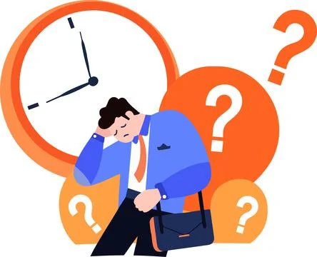 A man tired from work in flat style isolated on background Stock Illustration