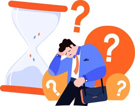A man tired from work in flat style isolated on background Illustrazione stock