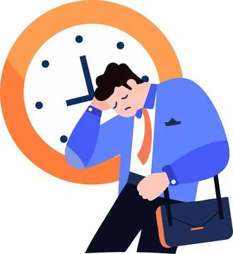 A man tired from work in flat style isolated on background Stock Illustration