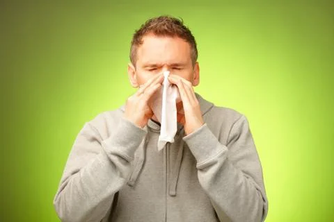 Man with tissue Stock Photos