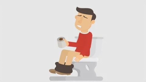 Man on the toilet. Animation defecation.... | Stock Video | Pond5