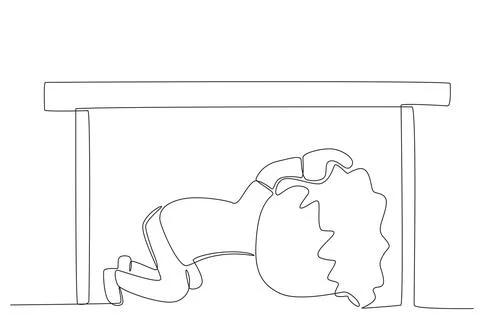 A man took cover under a table Stock Illustration