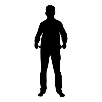 Man took out his empty pockets Businessman has not money silhouette concept i Stock Illustration