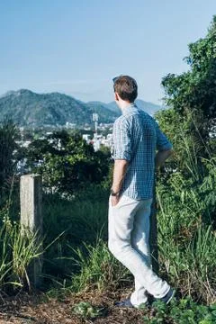 Man on a top of a hill Foto stock