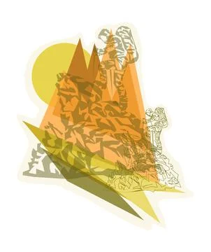 Man on the top of the mountain minimalistic concept for mountain tourism Stock Illustration