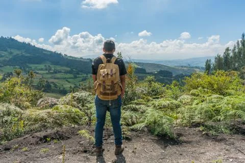 Man on top of a mountain Stock Photos