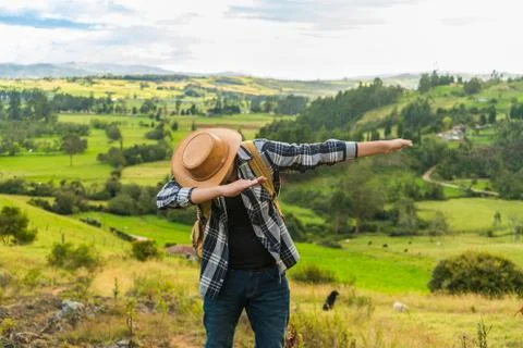 Man on top of a mountain Stock Photos