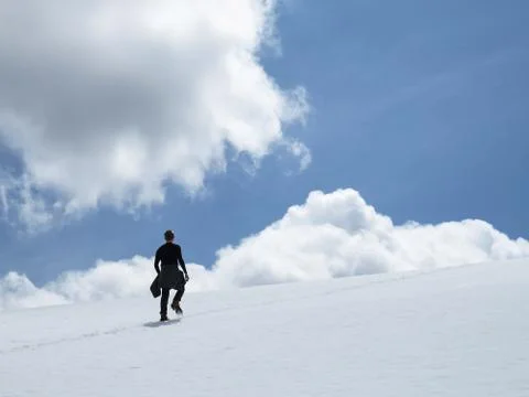 Man on the top of mountain Stock Photos