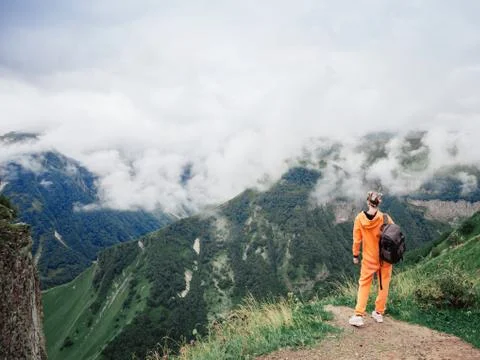 Man at the top of the mountains Stock Photos