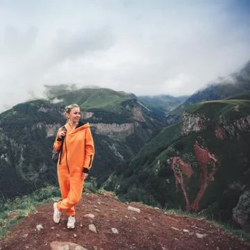 Man at the top of the mountains Stock Photos