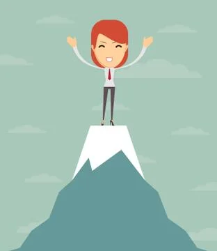 Man on top of the world, vector illustration Stock Illustration