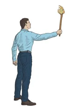 Man with a torch Stock Illustration
