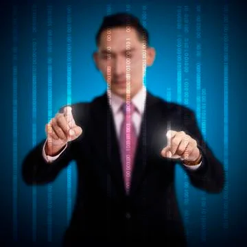 Man Touch Binary Code Foto stock
