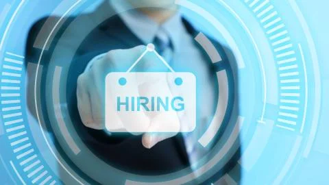 Man touch hiring icon Stock Photos