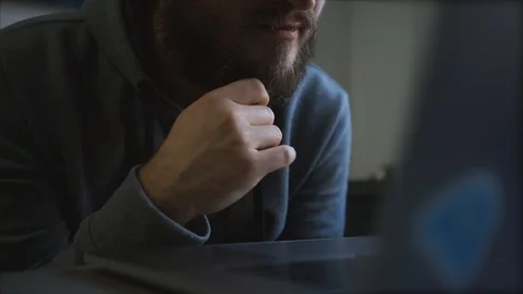 Man touch his beaard Stock Footage 104516162