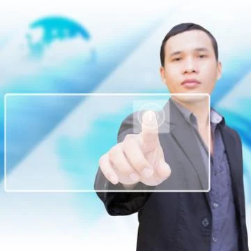Man With Touch Screen Stock Illustration