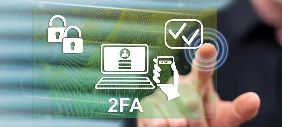Man touching a 2fa concept 写真素材