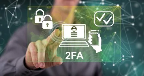 Man touching a 2fa concept 写真素材