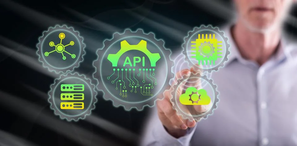 Man touching an api concept Foto stock