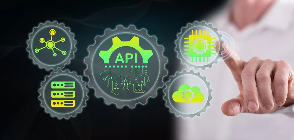 Man touching an api concept Foto stock