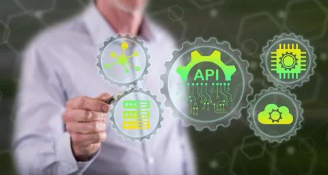Man touching an api concept Foto stock