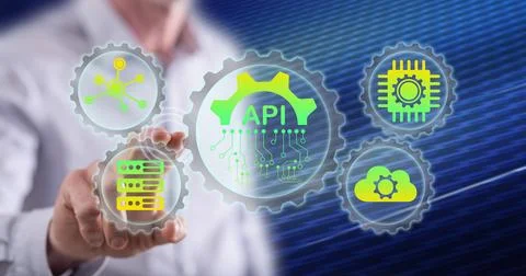Man touching an api concept 写真素材