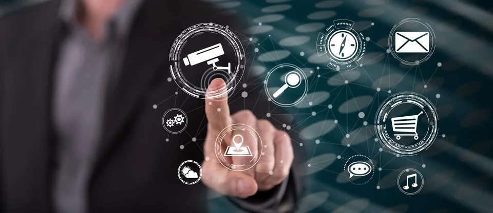 Man touching an apps concept Stock Photos