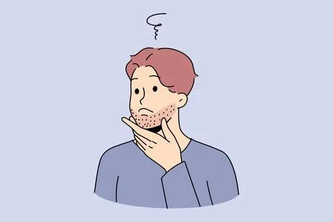 Man touching beard think of shaving Illustrazione stock