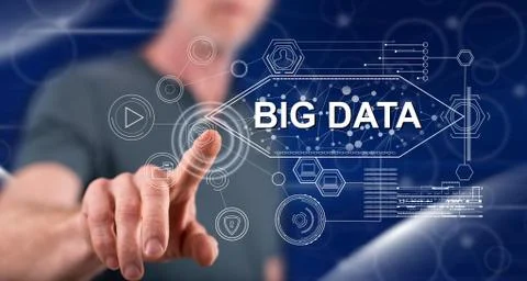 Man touching a big data concept Stock Photos