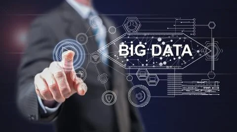 Man touching a big data concept Stock Photos
