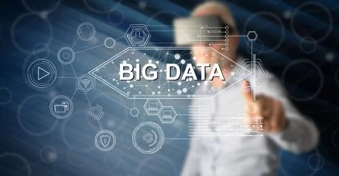 Man touching a big data concept Stock Photos