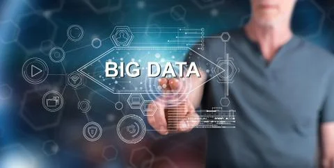 Man touching a big data concept Stock Photos