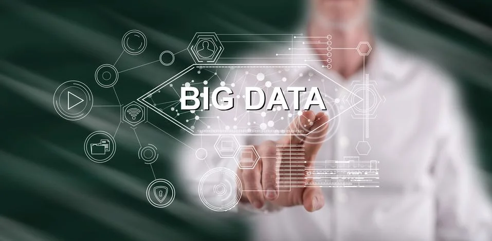 Man touching a big data concept Stock Photos