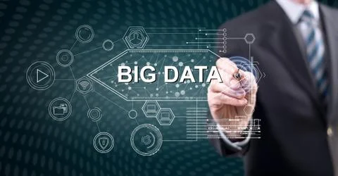 Man touching a big data concept 스톡 사진